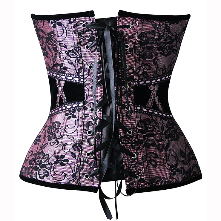 Corset with Floral Lace Overlay, Sexy Corset, Lace Corset, #N6811