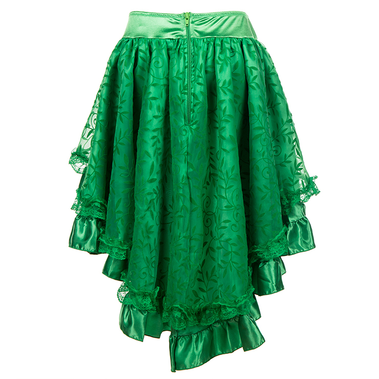 Green Lace and Satin High-low Skirt HG15786