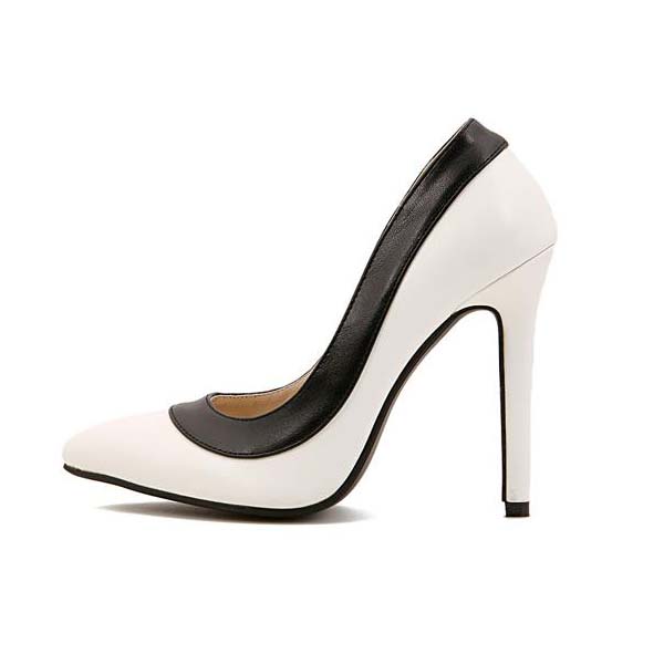 Fashion Lady Black Edge White Office Pointed Toe High-heeled Shoes SWS20286