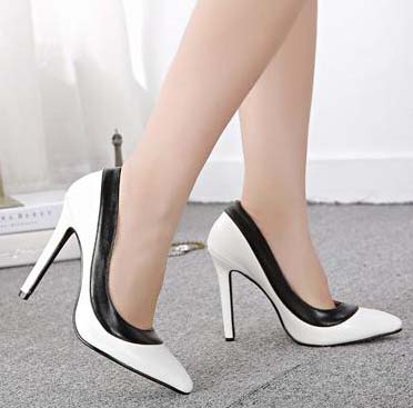 Fashion Lady Black Edge White Office Pointed Toe High-heeled Shoes SWS20286
