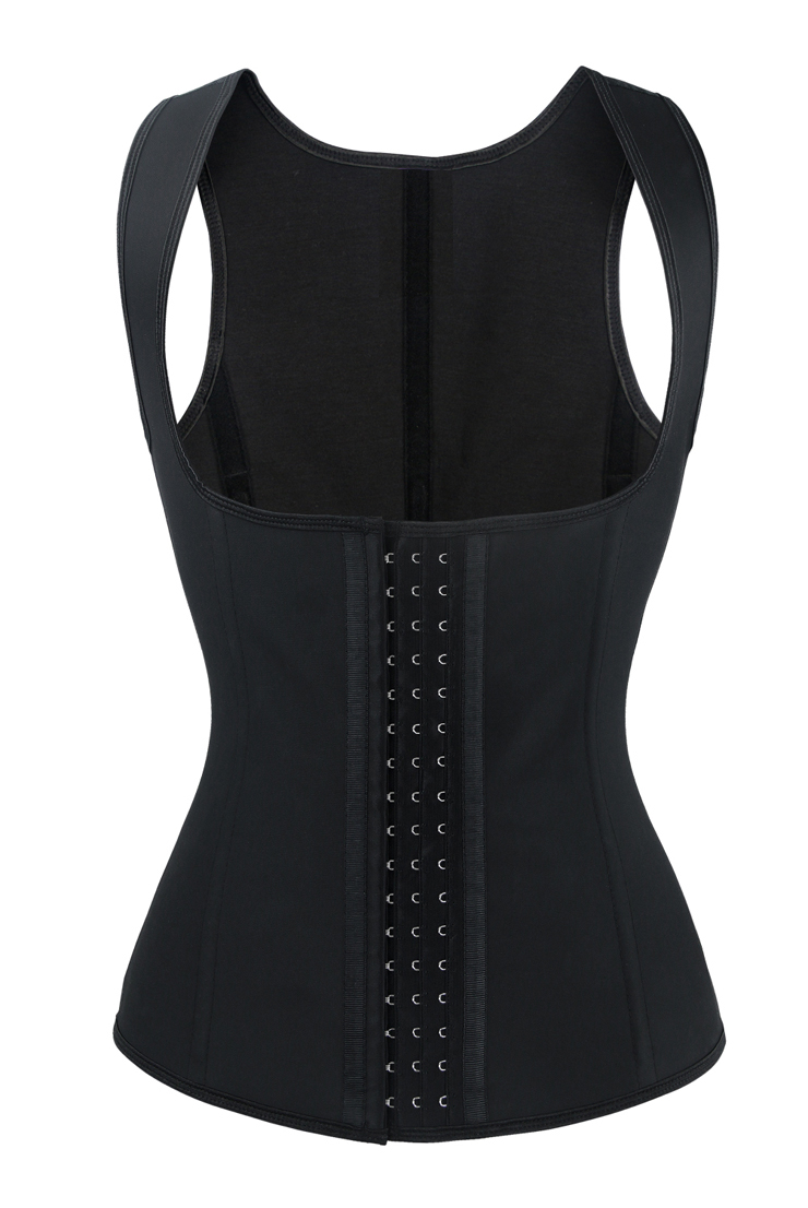 Hot Sale Black Latex Steel Boned Waist Cincher Underbust Corset Vest N10730