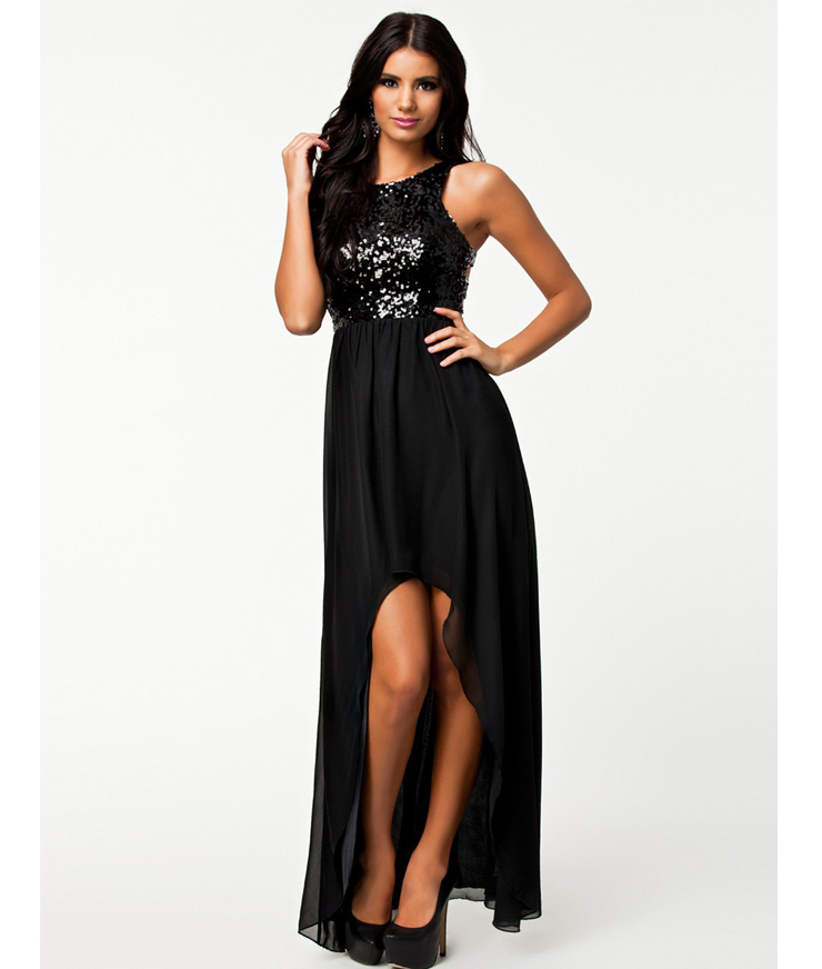 Lima dress, Sequin Maxi dress, Black Sequin Gowns, #N8631