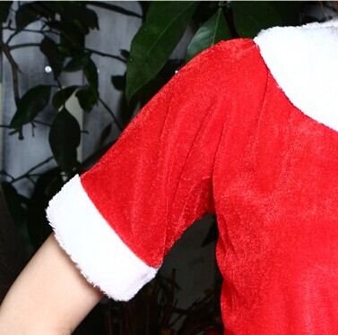 Cheap Red White Velvet Christmas Dress, Fashion Warm Christmas Costume, Comfortable Girl Christmas Dress Costume, #XT9828