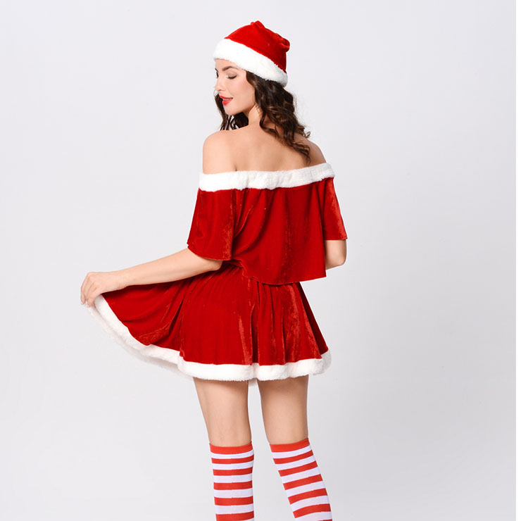 Mini Holiday Set, Inexpensive Christmas Set, Sexy Christmas Dresses,Lovely Red Strapless Christmas Jacket and Mini Holiday Dress Set,#XT22548