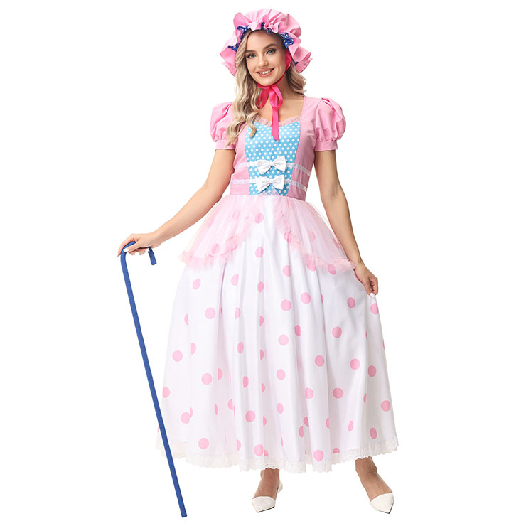 Fancy Tale Ball Costume, Sexy Pink Costumes, Sexy Csoplay Costume, Deluxe Pink Cosplay Costume, Deluxe Princess Dress,Lovely Girl Short Sleeve Long Dress Toy Story Bo Peep Cosplay Fancy Ball Costume.#N22914