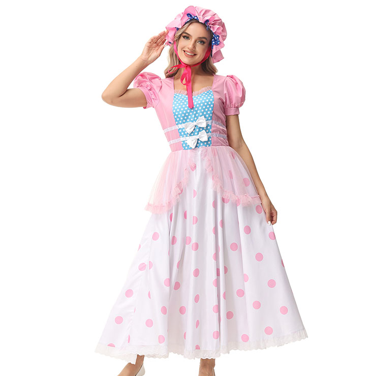 Fancy Tale Ball Costume, Sexy Pink Costumes, Sexy Csoplay Costume, Deluxe Pink Cosplay Costume, Deluxe Princess Dress,Lovely Girl Short Sleeve Long Dress Toy Story Bo Peep Cosplay Fancy Ball Costume.#N22914