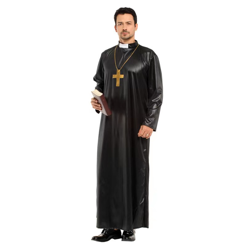 Priest Role Play Costume, Men Adult Halloween Costume, Horror Priest Cosplay Set, Naughty Priest Halloween Costume, Sexy Priest Costume, Men Priest Cosplay Costume, Priest Masquerade Costume, #N22950