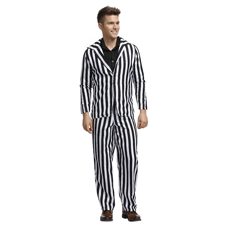 Men's Horror Beetle Film Master Black and White Striped Suit Adult ...