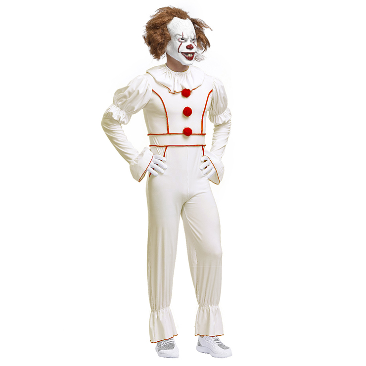 Men's Horror Clown Movie Circus Party Scary Halloween Adult Cosplay ...