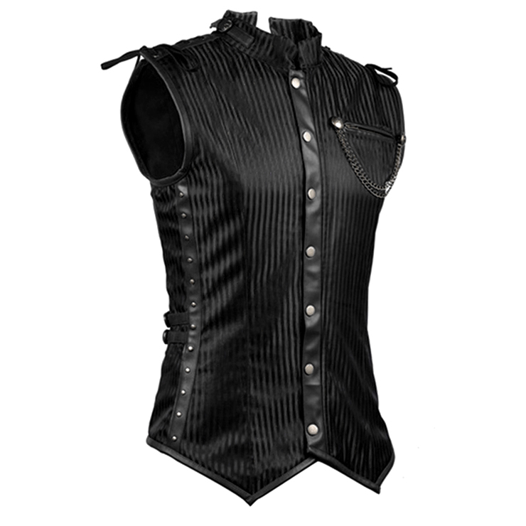 Mens Steampunk Faux Black Overchest Waistcoat Corset N12671