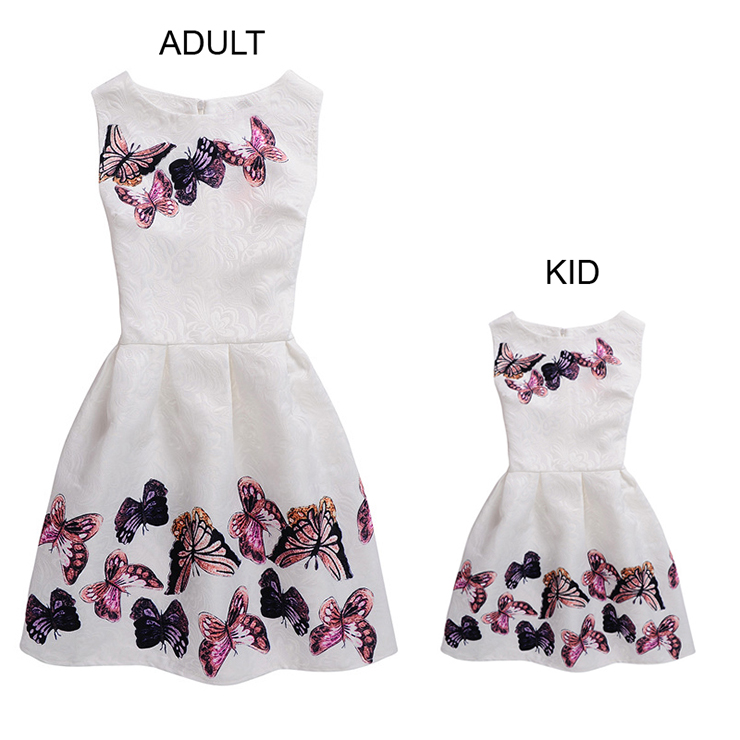 Mother and Daughter Lovely Vintage Dress, Fashion Mom&Me Clothing, Vintage Dress for Mom&Me, Fall Dresses for Mom&Me, Sleeveless Mini Dress for Mother and Daughter, Floral Print Tank Mini Dress, #N15508