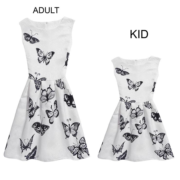 Mother and Daughter Lovely Vintage Dress, Fashion Mom&Me Clothing, Vintage Dress for Mom&Me, Fall Dresses for Mom&Me, Sleeveless Mini Dress for Mother and Daughter, Floral Print Tank Mini Dress, #N15509