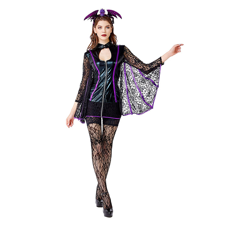 Sexy Bat Costume, Womens Bat Costume, Halloween Costume, Cheap Bat Costume,Bat Adult Cosplay Costume, Halloween Costume,Mini Party Dress Cosplay Costume, #N11788