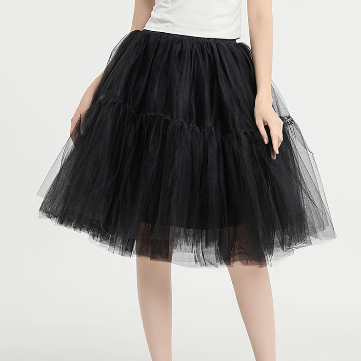 Elegant Black Multi-layer Gauze Outer Elastic Band High-waisted Tulle ...