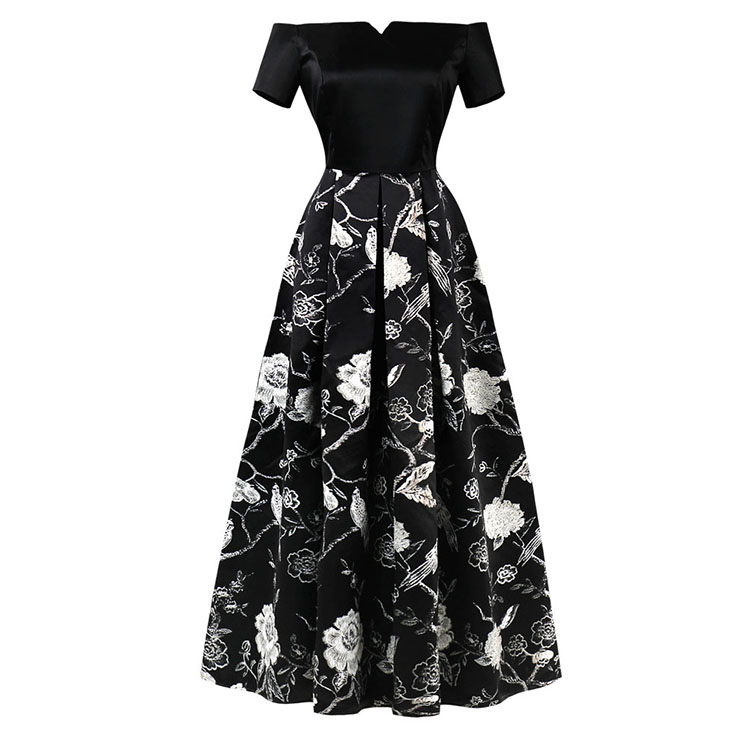 black top floral bottom maxi dress