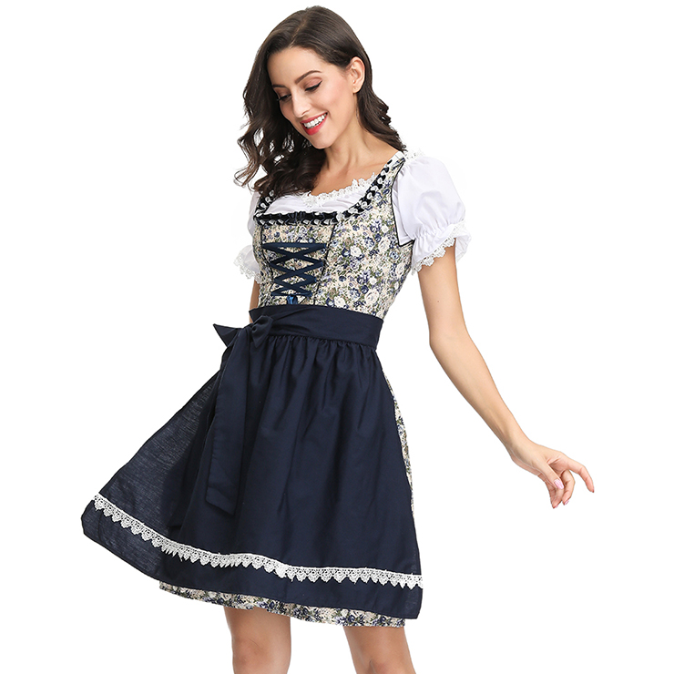 3ps Sexy Off-shoulder Floral Bavarian Beer Girl Cosplay Mini Dress ...