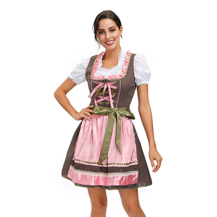 3PCs Sexy Bavarian Beer Girl Cosplay Mini Dress Adult Oktoberfest ...
