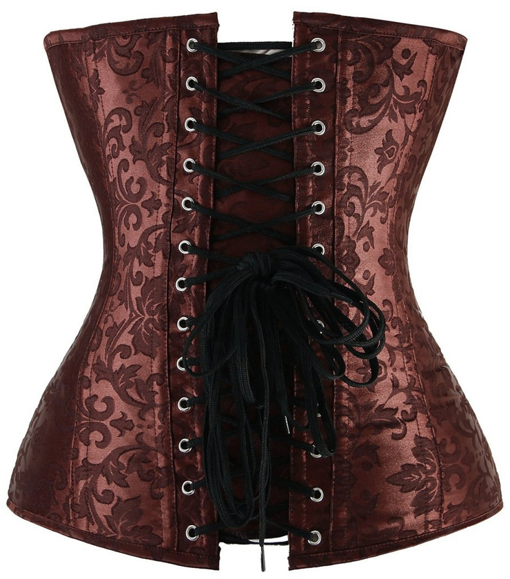 Overbust Steampunk Style Corset, Brown Brocade Corset, Steampunk Style Corset, #N4733