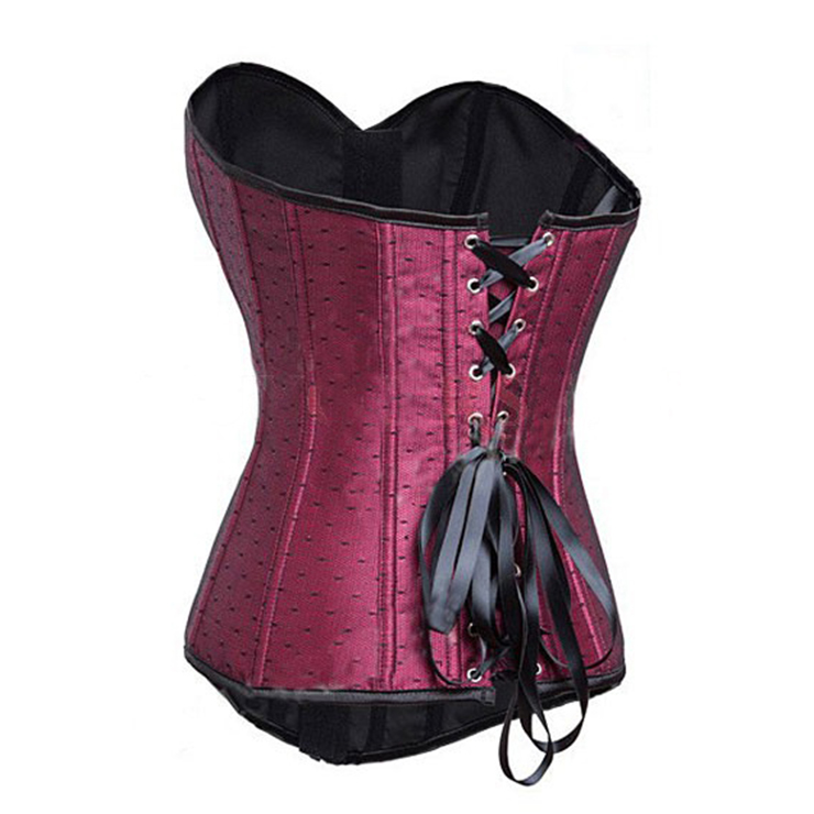 Polka Dot Lace Overlay Fuchsia Corset N8725