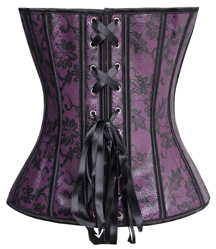 Purple Leather Floral Fantasies Corset N1418