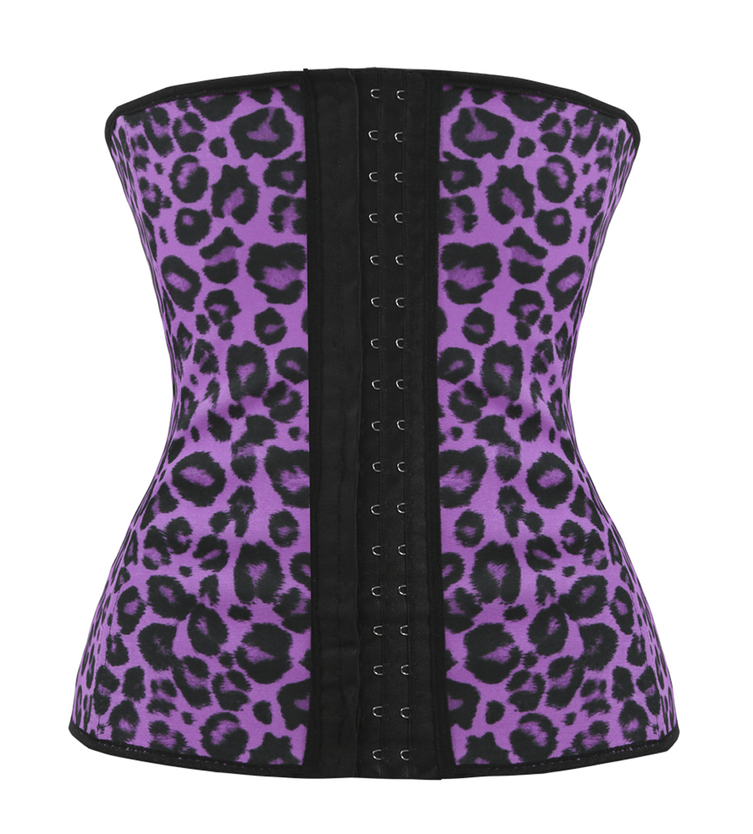 Sexy Purple Steel Bone Latex Leopard Patterns Underbust Corset N10361