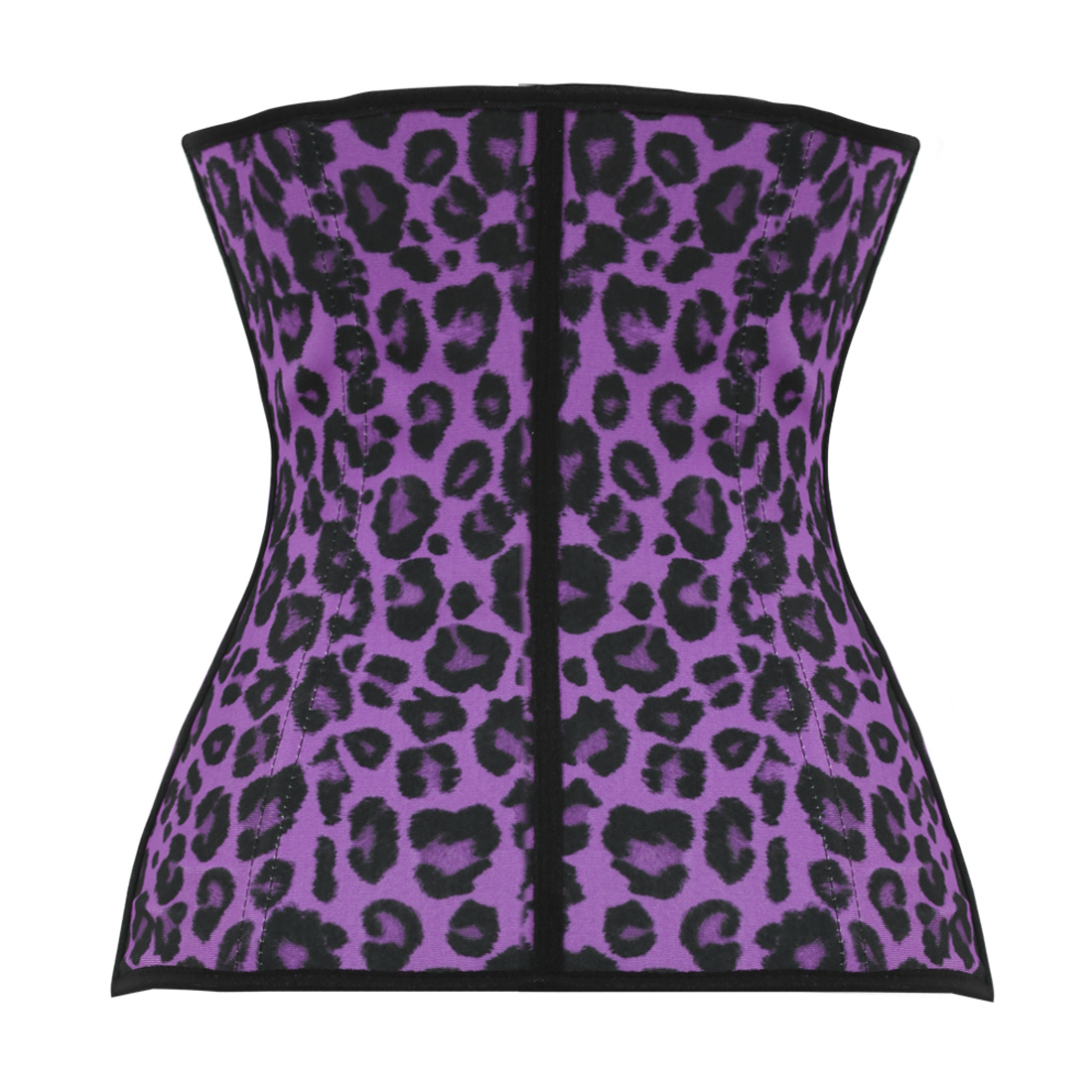Purple Steel Bone Underbust Corset, Latex Corset, Sexy Leopard Patterns Underbust Corset, Cheap Women
