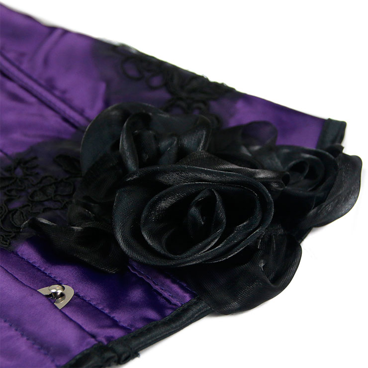 Fashion Purple Corset, Strapless Corset,Plastic Bones Overbust Corset, Cheap Outerwear Corset, Purple Party Corset,Women