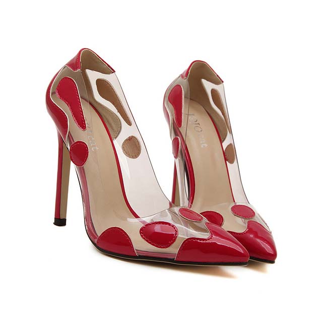 Fashion Red Irregular Pattern Pointed Toe High-heeled Shoes SWS20326