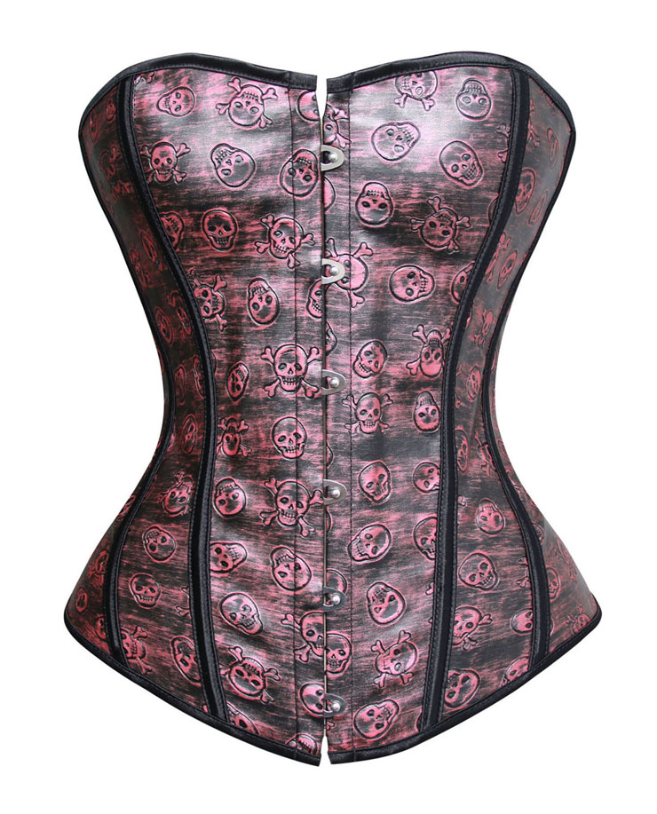 Red Leather Skulls Corset N5730