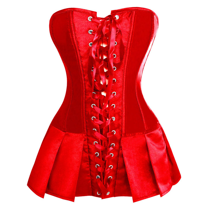 Red Satin Skirted Corset N5688