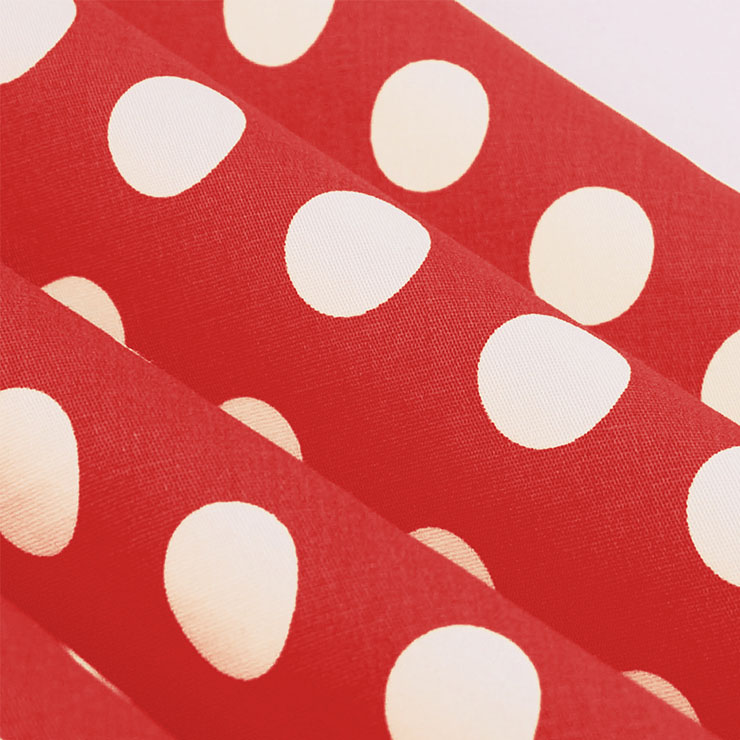 Vintage Dresses for Women, Sexy Dresses for Women Cocktail Party, Casual Vintage Polka Dot Printed Dress, Strappy Swing Daily Dress, Red Women