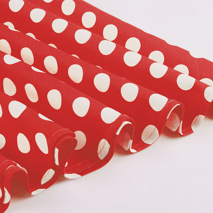 Vintage Dresses for Women, Sexy Dresses for Women Cocktail Party, Casual Vintage Polka Dot Printed Dress, Strappy Swing Daily Dress, Red Women