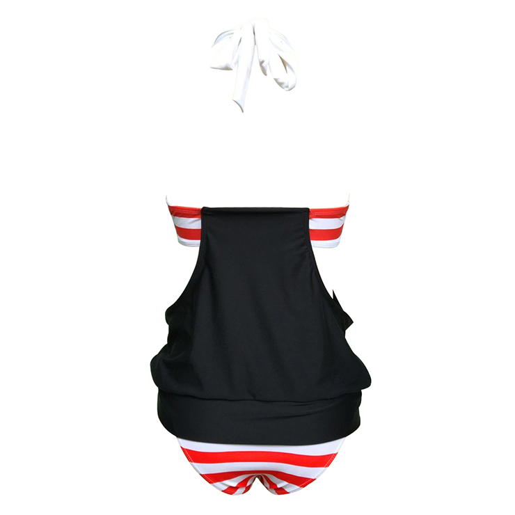 Red&White Stripe Halter Bikini Set N12304