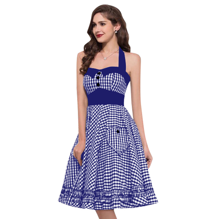Cute Halter Neck Swing Dress, Retro Dresses for Women 1960, Vintage Dresses 1950