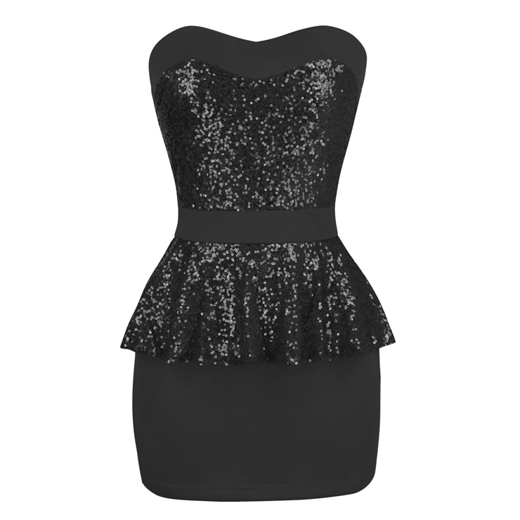 Women's Sexy Sequins Summer Mini Evening Cocktail Party Peplum Dress N7710