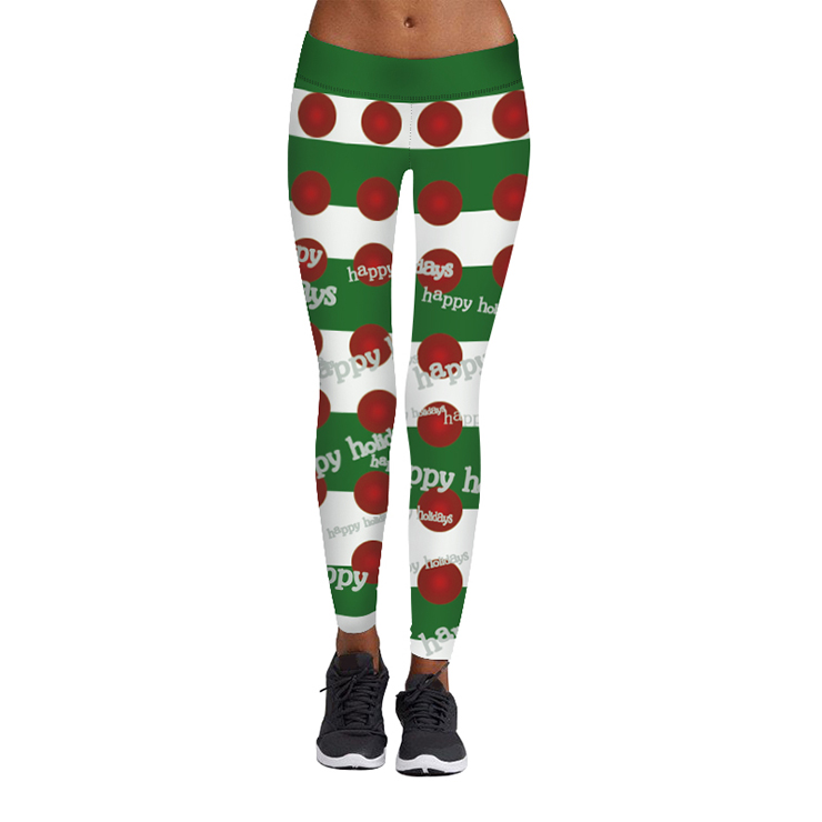 Women's Sexy 3D Digital Print Chic Ugly Santa Christmas Slim Leggings ...