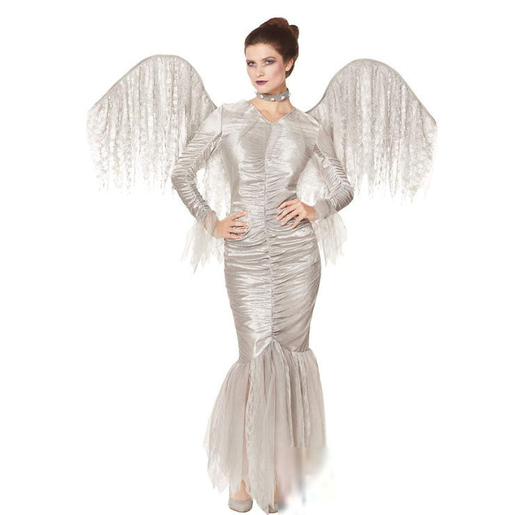 Sexy Fashion Narrow Long Sleeve Fishtail Skirt Angel Cosplay Costume N22585