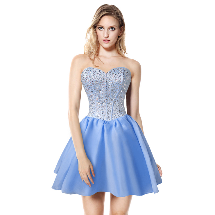 Sexy Baby-Blue A-line Sweetheart-neck Crystal Short/Mini Cocktail/Prom ...