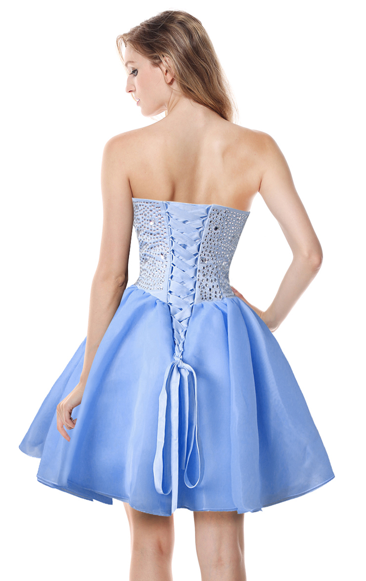 Sexy Baby-Blue A-line Sweetheart-neck Crystal Short/Mini Cocktail/Prom