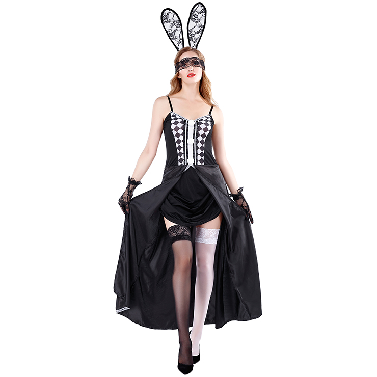 Sexy Bunny Girl Costume, Cheap Bunny Halloween Costume, Black Bunny Flirty Costume, Bunny Cosplay Costume, Plus Size Costume, #N19479