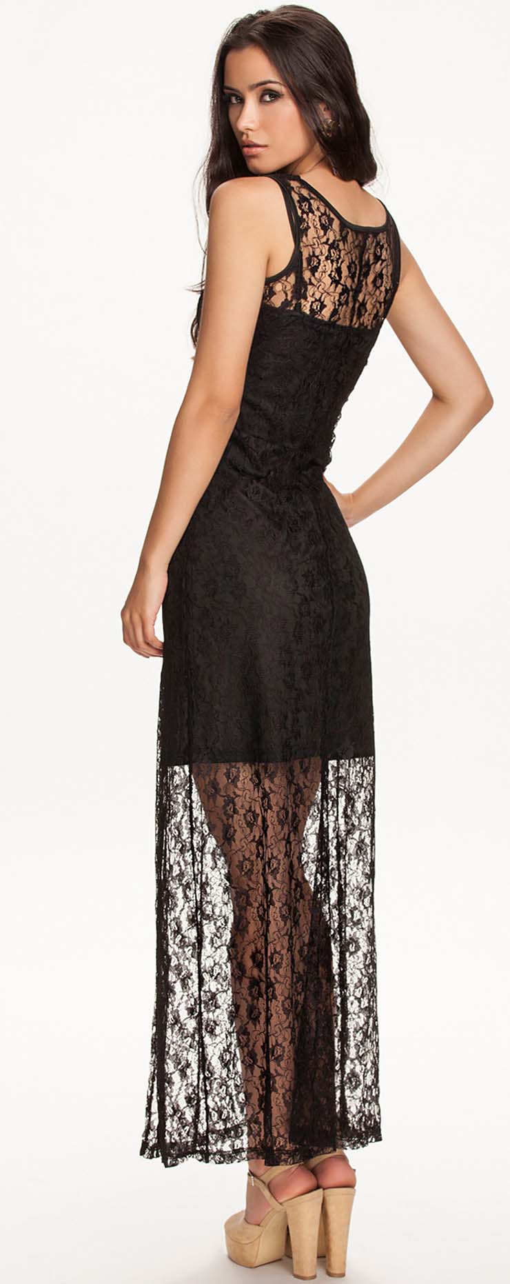 Sexy Black Lace Long Dress N9299