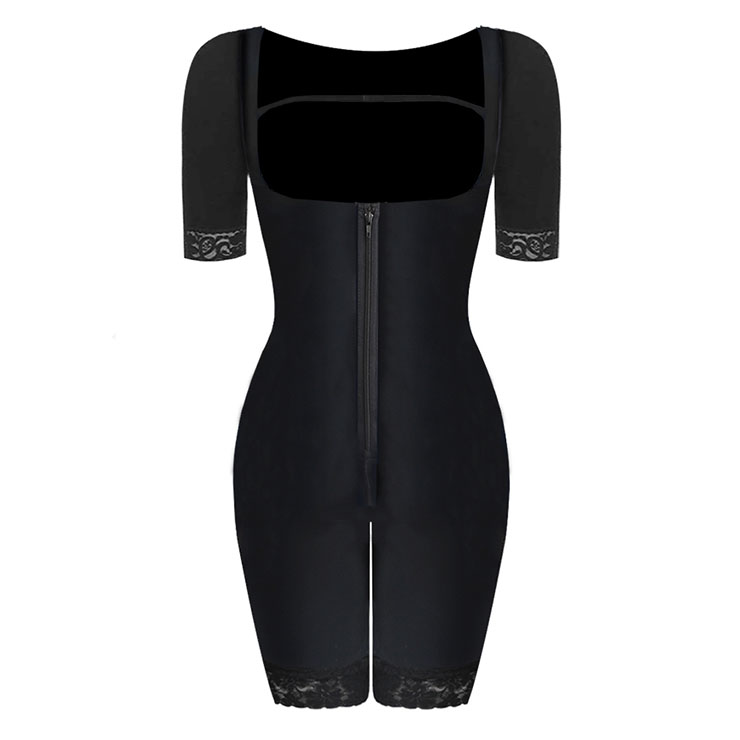 Sexy Black Short Sleeve Underbust Elastic Slimming Body Shaper Sport Bodysuit N20901