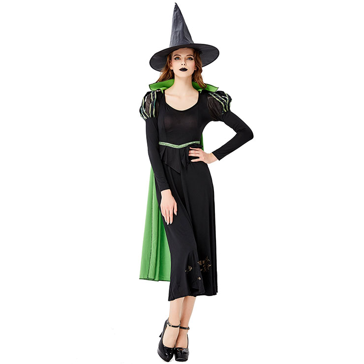 Black Vintage Witch Costume, Vintage Witch Halloween Party Dress, Sexy Black Witch Costume, Fashion Black Witch Womens Costume, #N19432