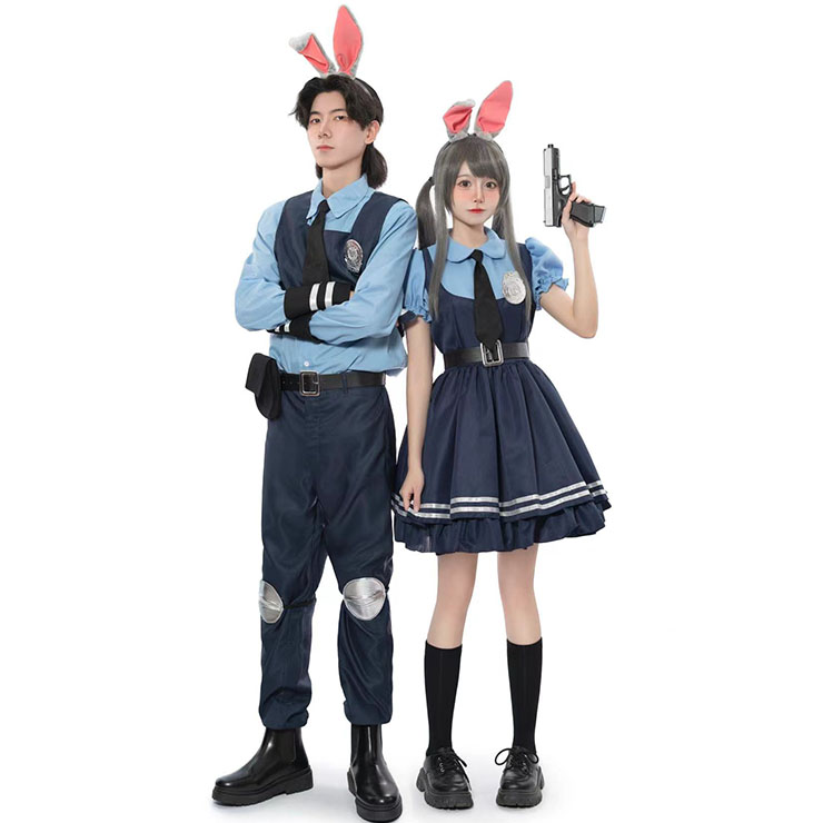 Hot Police Costume, Sexy Judy Hopps Police Rabbit Dress, Sexy Male Police Cosplay Costume, Sexy Police Uniform Halloween Costume,Lovely Cool Male Long Sleeve Shirt Judy Hopps Police Cosplay Costume,#N22696