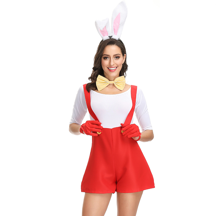 Sexy Bunny Girl Costume, Sexy Red Plumber Costume, Video Game Costumes, Adult Animals Braces Overalls Costume, Adult Rabbit Halloween Costume, #N19151