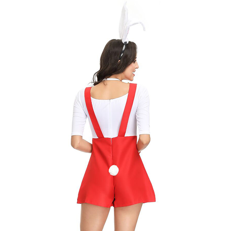 Sexy Bunny Girl Costume, Sexy Red Plumber Costume, Video Game Costumes, Adult Animals Braces Overalls Costume, Adult Rabbit Halloween Costume, #N19151