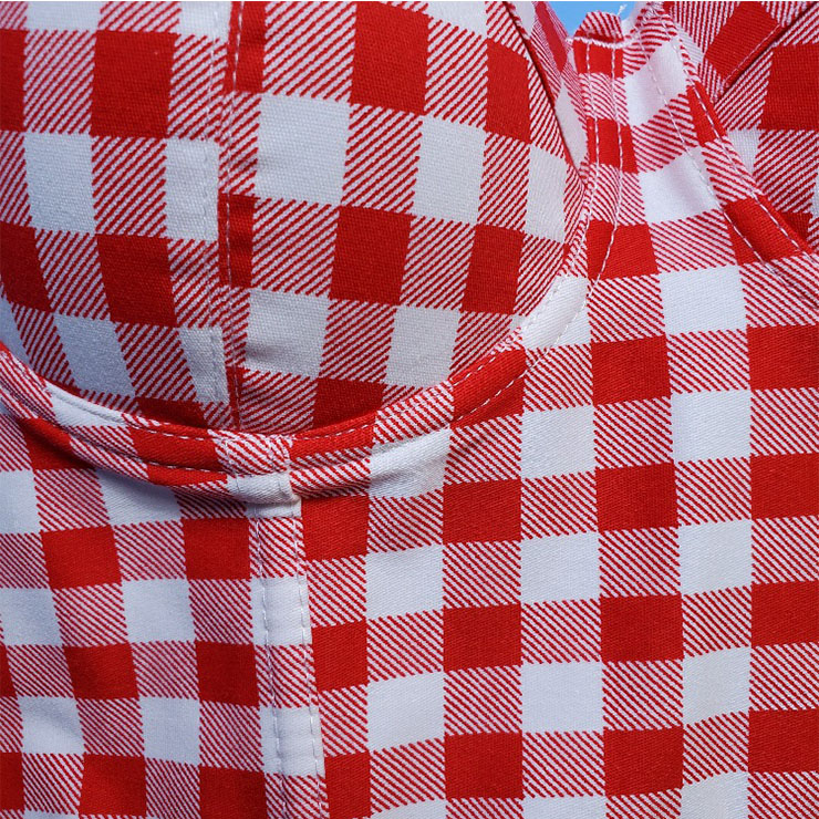 Sexy Red And White Checkered Padded Underwire B Cup Bustier Bra ...
