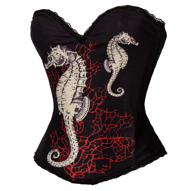 Sexy Black Lace Corset, Black Halloween Costume Corset,  Skull Halloween Costume Corset for Women, #N11621
