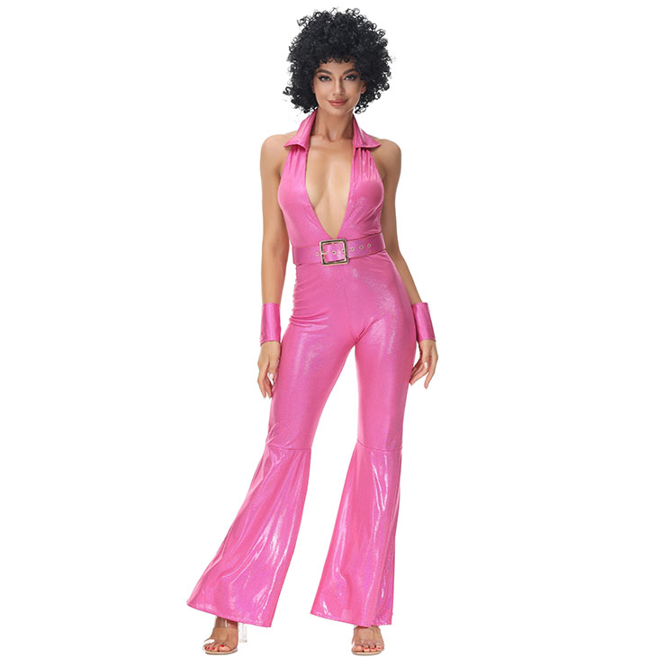 1970s Adult Womens One-piece Disco Dancing Queen Jumpsuit Costume, 70s Disco Theme Party Dacing Costume, Women