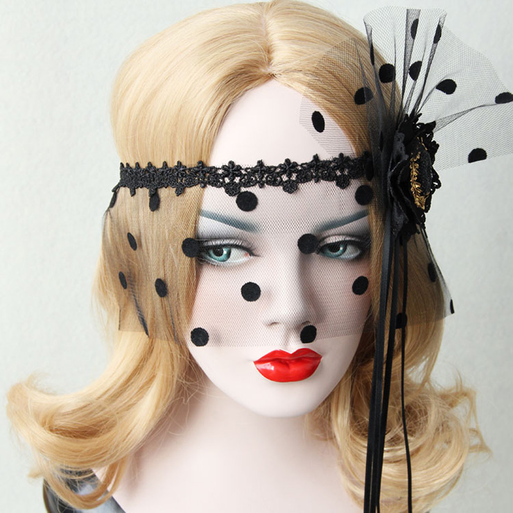 Halloween Masks, Costume Ball Masks, Black Lace Mask, Masquerade Party Mask, Punk Black Mask, Cosplay Face Veil, #MS13024